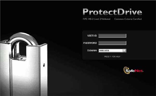 ProtectDriveプリブート認証画面